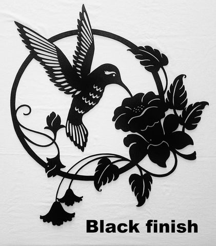 Hummingbird metal wall art hanging silhouette - Black finish