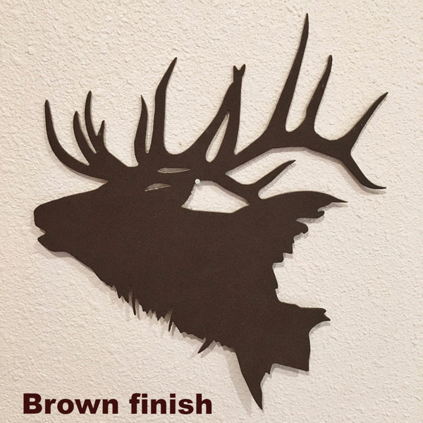 Metal Elk silhouette wall art. Elk wall art silhouette. horseflymetalart.com