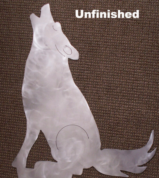 Howling Coyote Wall Hanging. Metal Howling Coyote wall art. horseflymetalart.com