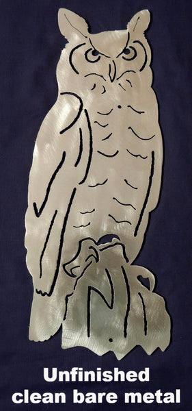 Owl wildlife metal wall art silhouette. Owl metal Garden wall art.  horseflymetalart.com