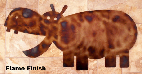 Metal Hippo wall art. Hippo wall hanging silhouette. horseflymetalart.com