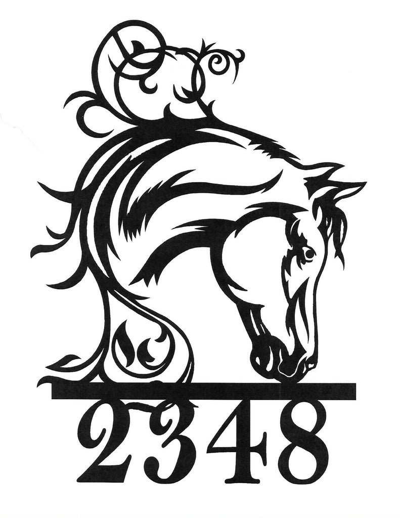 HN11E Fancy Horse Head House Number