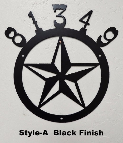 Metal Texas Star House Number. Address Sign horseflymetalart.com