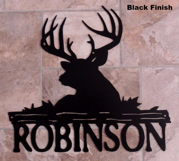 Metal Deer Address Sign or Family Name Sign horseflymetalart.com