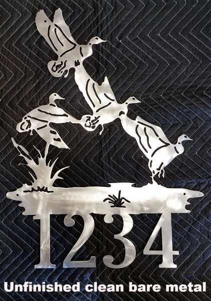 flying Ducks Address Sign. Ducks in Flight Custom House Number.
