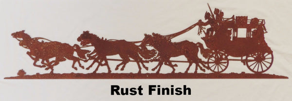 Rustic Stagecoach metal wall art silhouette horseflymetal.com