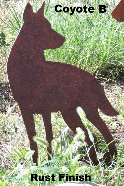 Metal Coyote Silhouette. Coyote Family Lawn Art.