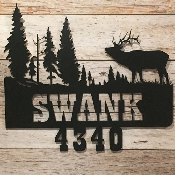 HN23 Elk Pine Tree Address Sign