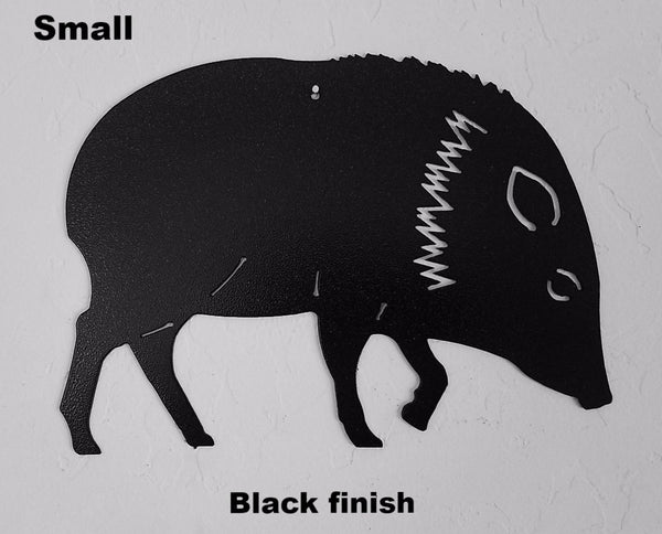 Javelina Wildlife Metal Art Wall Silhouette. Metal Javelina or Pig wall art silhouette. horseflymetalart.com
