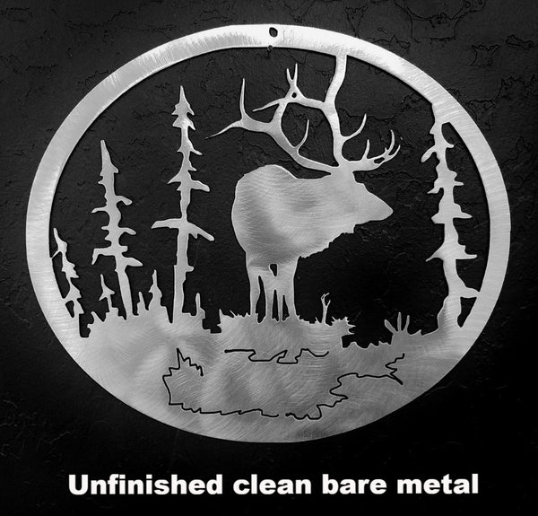Metal Elk & Tree Wildlife Wall Art Silhouette Metal Elk Wildlife Wall Hanging