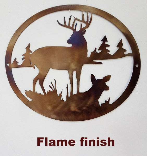 Metal Deer & Doe Wildlife Wall Art Silhouette. Wildlife Deer & Doe metal wall hanging