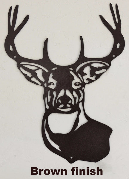 Metal Deer wall art silhouette. log cabin metal wall art. Wildlife wall hanging horseflymetalart.com