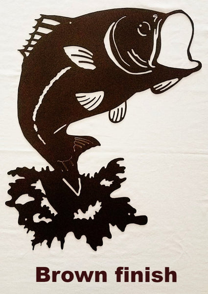 Jumping Fish metal wall art. Bass Metal Wall Art Silhouette