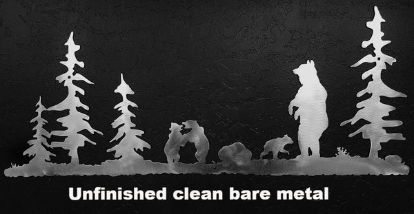 Bear metal wall art. Bear and Cubs metal wall art
