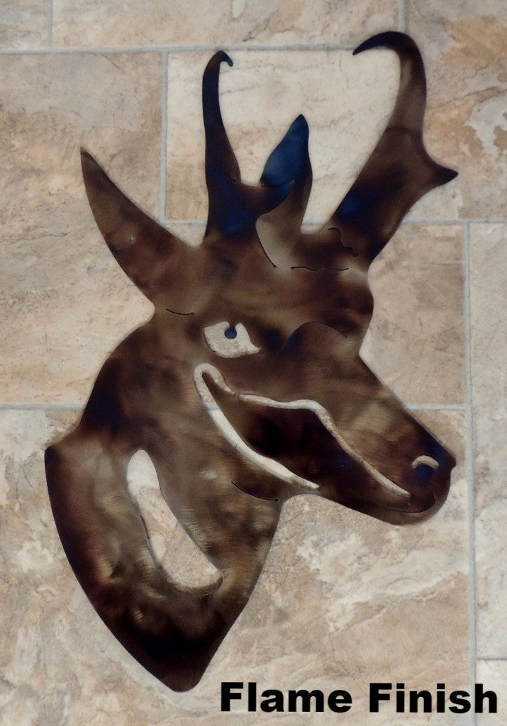 Pronghorn or Antelope Metal Wall Art. Pronghorn metal wall hanging.  horseflymetalart.com 