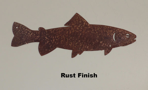 Trout metal wall art silhouette. Trout metal wall art hanging. horseflymetalart.com