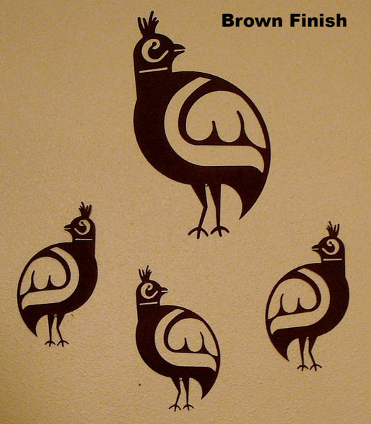 Native American Quail metal wall hangings. Quail Metal Wall Art