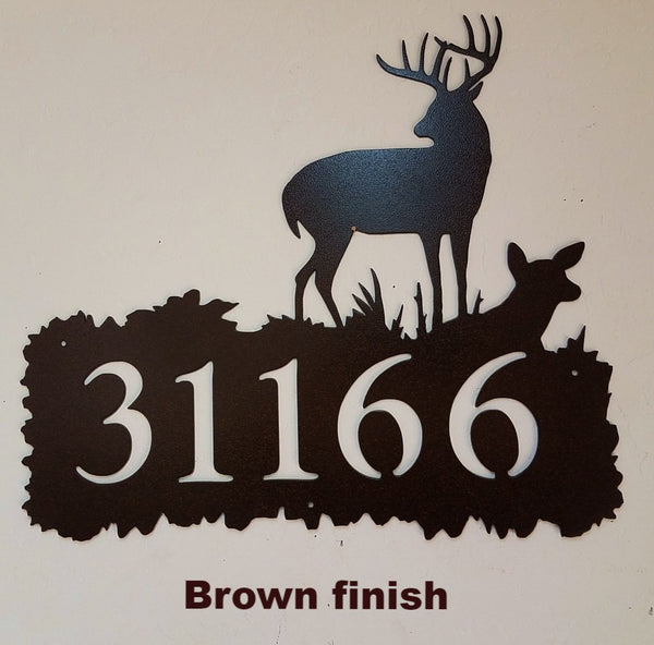 Deer Metal Art Custom House Number. Custom Buck & Doe Address Sign