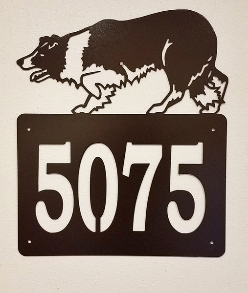 Metal Border Collie Address Sign Border Collie House Number Dog Address Sign