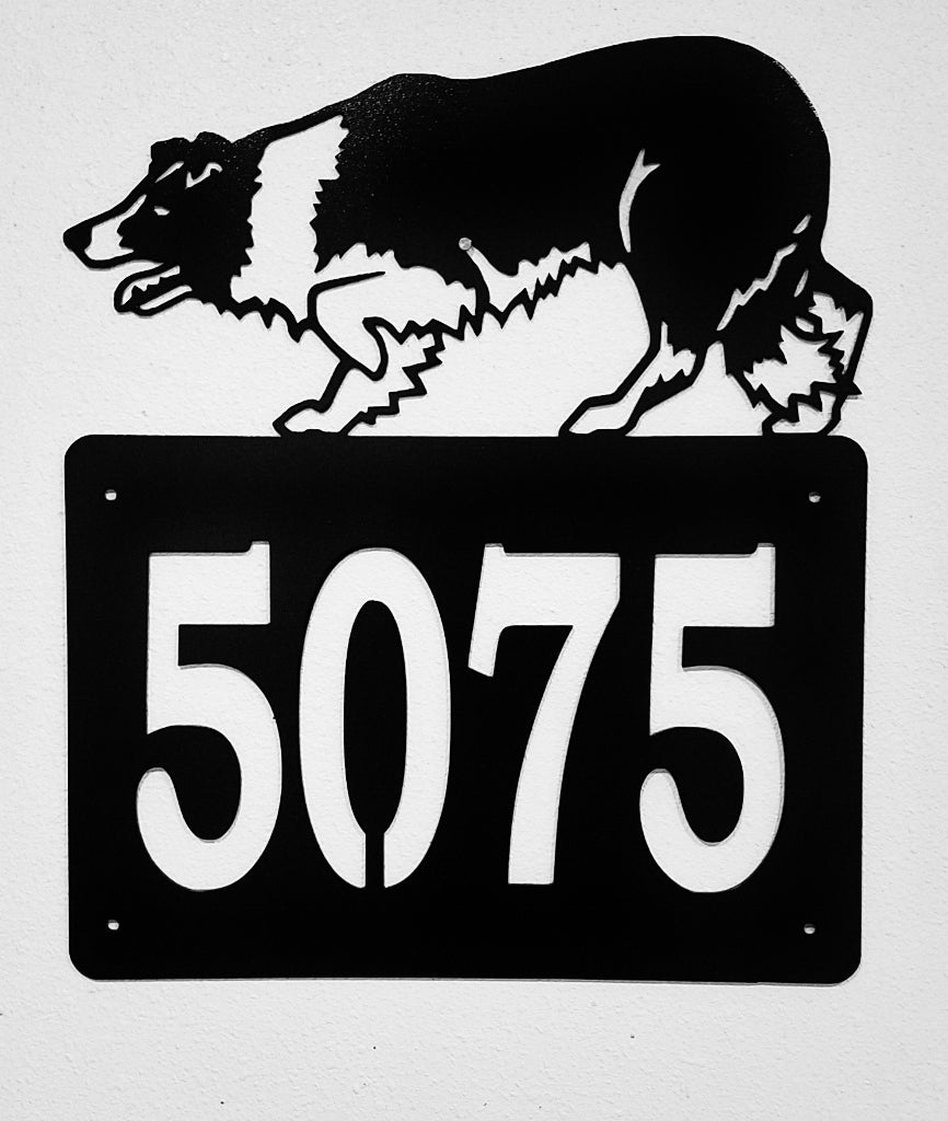 Metal Border Collie House Number Border Collie Address Sign Dog House Number