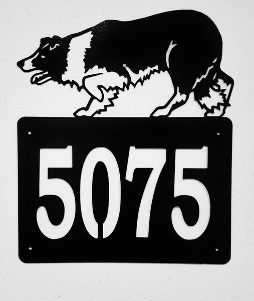 Metal Border Collie House Number Border Collie Address Sign Dog House Number