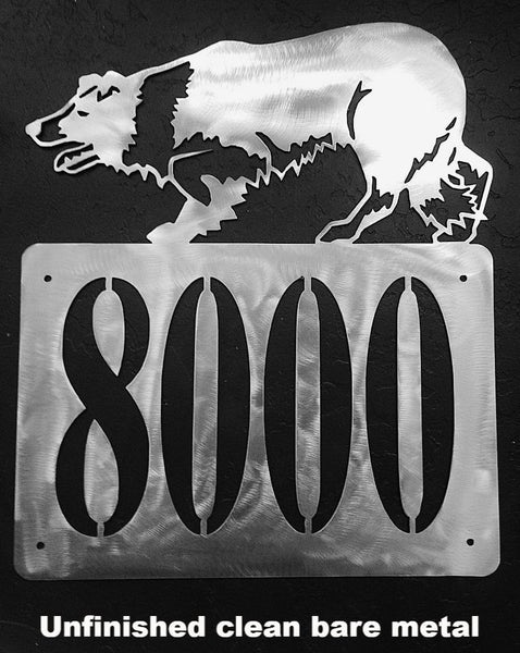 Metal Border Collie House Number. Border Collie Address Sign