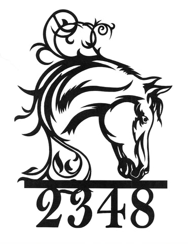 HN11E Fancy Horse Head House Number