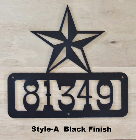 Texas address sign - Black finish