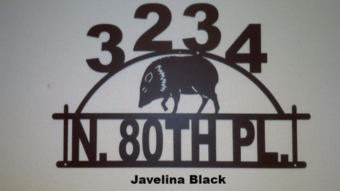 Javelina metal House Number Metal Javelina Address Sign Pig Address Sign