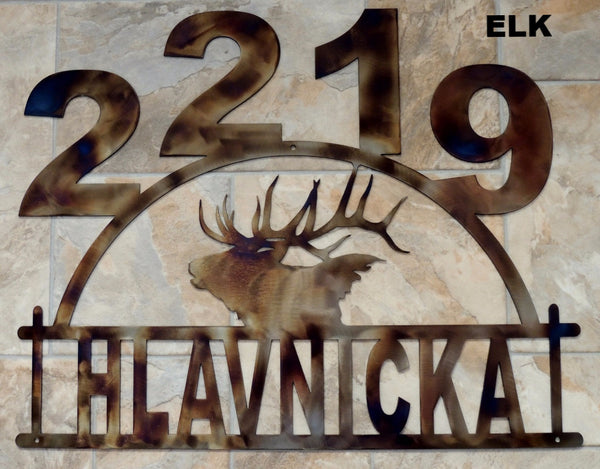Elk metal House Number Metal Elk Address Sign 