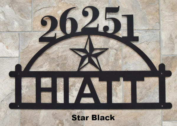 Texas Star Arched Metal House Number Address Sign  horseflymetalart.com