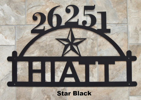 Texas Star Arched Metal House Number Address Sign  horseflymetalart.com