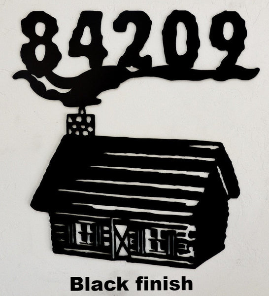 Log Cabin metal Address Sign. Cabin House Number horseflymetalart.com