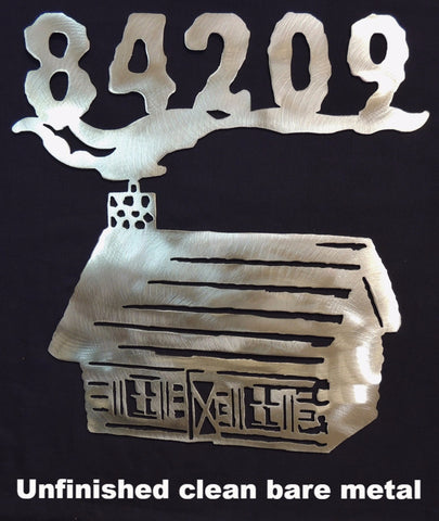 Metal Log Cabin Address Sign or House Number horseflymetalart.com