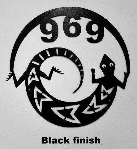 Custom lizard house number - Black finish
