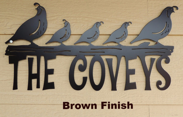 Metal Quail Name Sign or Plaque horseflymetal.com