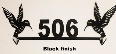 Hummingbird metal House Number. Hummingbird Address Sign horseflymetalart.com