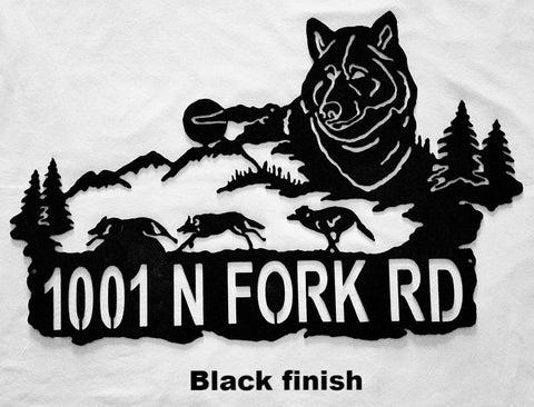Cool Wolf metal address sign silhouette. Wolf metal house number 