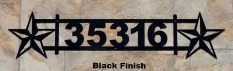 Custom metal Texas Star Address Sign. Texas Star metal House Number. horseflymetalart.com