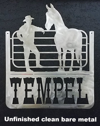 Metal Art Cowboy & Horse Ranch Number | Custom Cowboy & Horse metal Name Sign