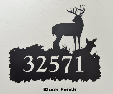 Deer and doe house number - Black finish