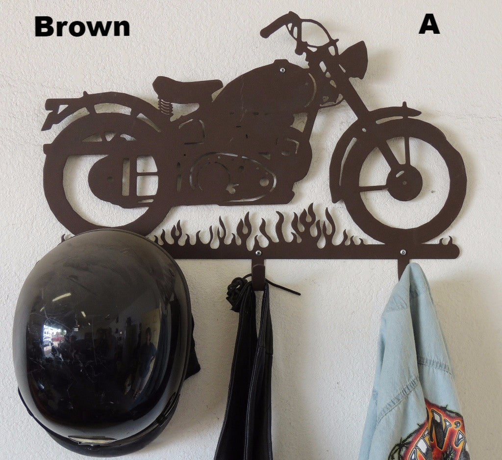 Motorcycle Helmet Rack with Hooks Metal Art Silhouette