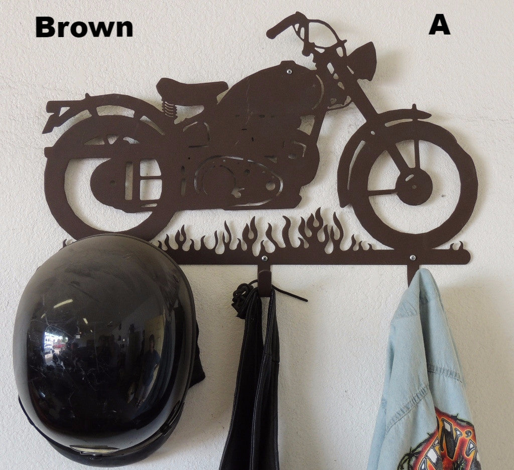 Custom Metal Motorcycle Helmet Holder or Rack horseflymetalart.com