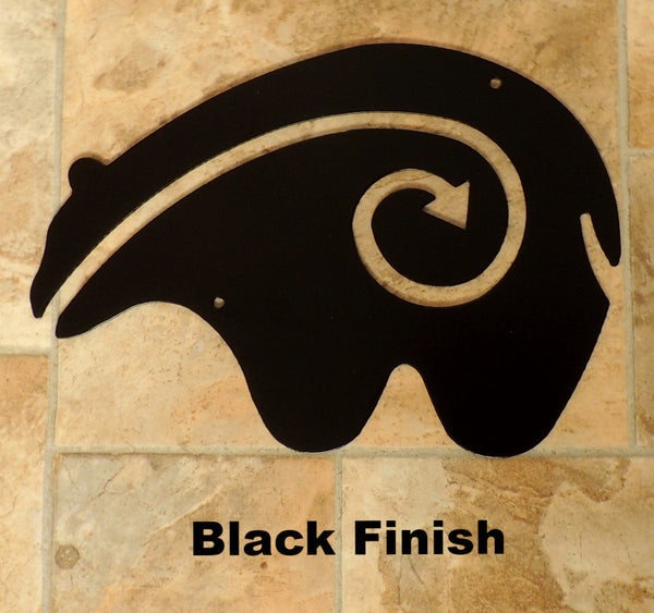 Heart line bear metal wall art - Black finish
