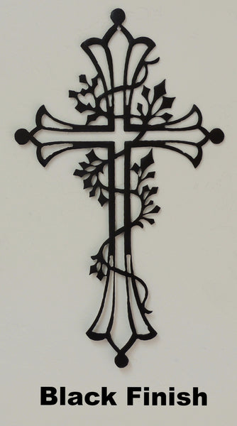 Beautiful cross metal wall art hanging silhouette - Black finish