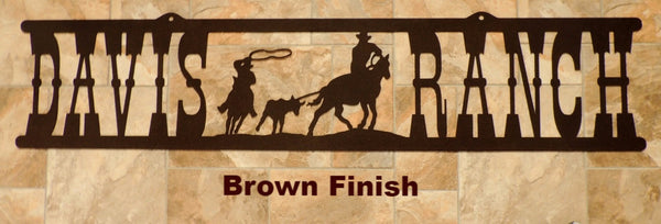 Hanging Ranch or Entrance metal sign horseflymetalart.com