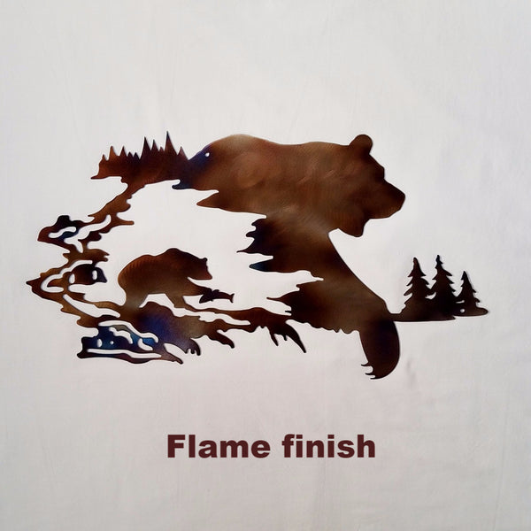 Metal Bear Scene Wildlife wall art horseflymetalart.com
