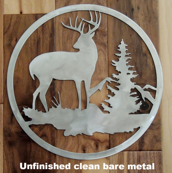 Deer Wildlife Metal Wall Art Silhouettes. Deer scene metal wall hanging
