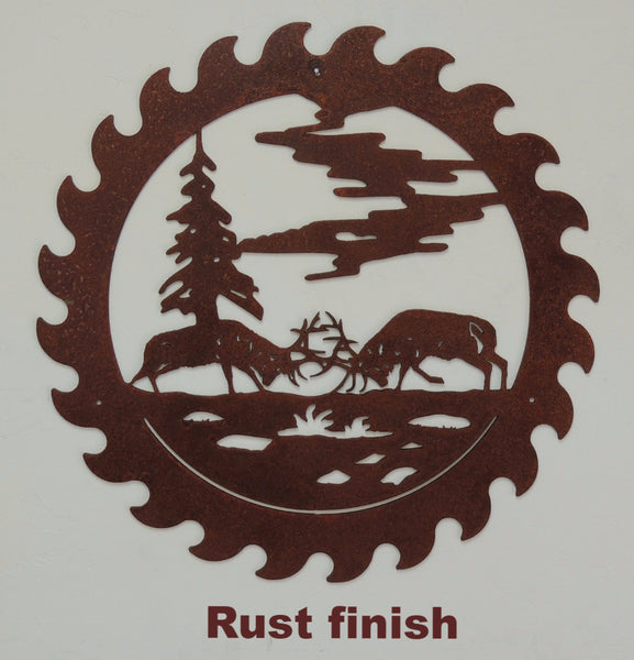 Elk Saw Blade metal Wall Hanging  horseflymetalart.com