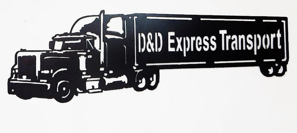 Metal Semi Truck and Trailer wall decor. Semi Truck with trailer metal wall art
